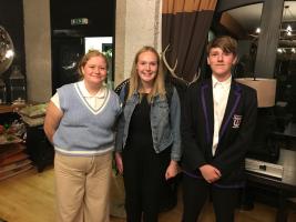 Abbie Porter, Millie Strutt and Logan McAlpine who were sponsored to attend RYLA this summer by the Rotary Clubs of BOFA and Dunblane and Crieff